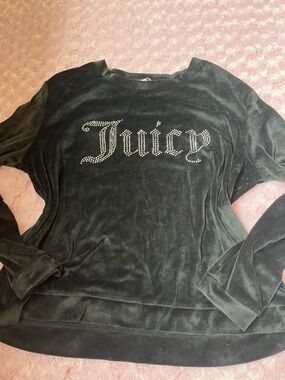 Juicy Couture Black Velour Rhinestone Logo Top